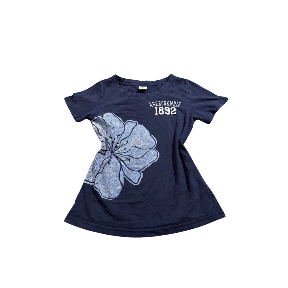Y2K Abercrombie & Fitch Graphic Tee Blue Floral 2000s Coquette Medium Bella Swan